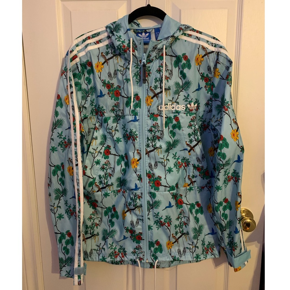 ADIDAS floral print rain jacket